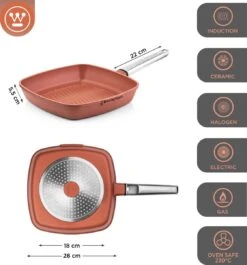 Westinghouse Pannenset Performance (Wokpan + Grillpan) ø 28 Cm - Rood - Inductie En Alle Andere Warmtebronnen -Westinghouse 1120x1200 3