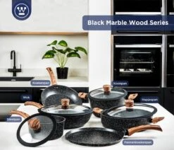 Westinghouse Pannenset Marble Wood (Wokpan ø 30 Cm + Braadpan + Hapjespan ø 28 Cm) - Inductie En Alle Andere Warmtebronnen 13 Westinghouse Pannenset Marble Wood (Wokpan ø 30 Cm + Braadpan + Hapjespan ø 28 Cm) - Inductie En Alle Andere Warmtebronnen -Westinghouse 1200x1032