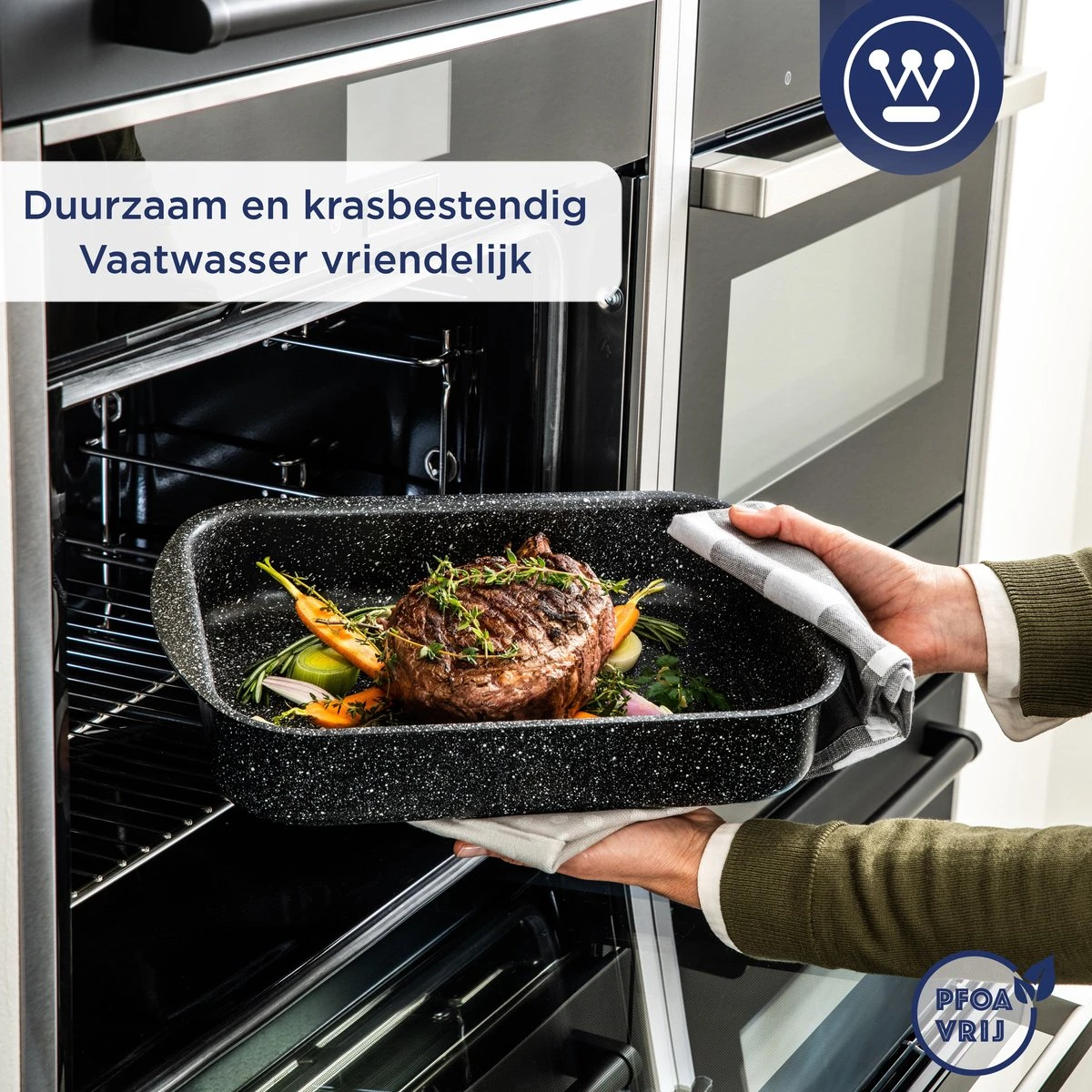 Westinghouse Ovenschaal Braadslede - Ø 35 Cm - Zwart Marmer 3 Westinghouse Ovenschaal Braadslede - Ø 35 Cm - Zwart Marmer - Afbeelding 3