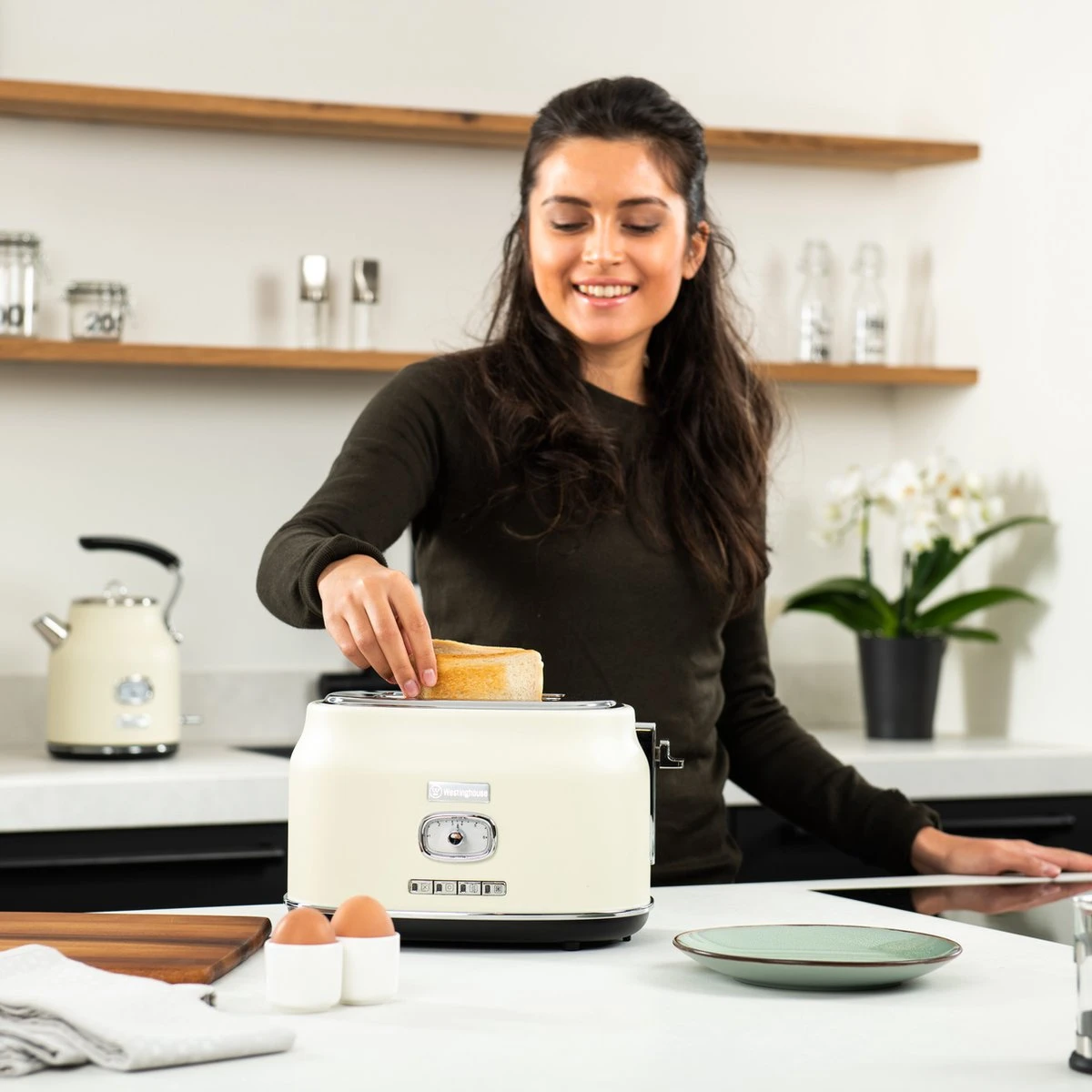 Westinghouse Retro Waterkoker + Broodrooster 2 Sleuven + Blender - Wit 10 Westinghouse Retro Waterkoker + Broodrooster 2 Sleuven + Blender - Wit - Afbeelding 10