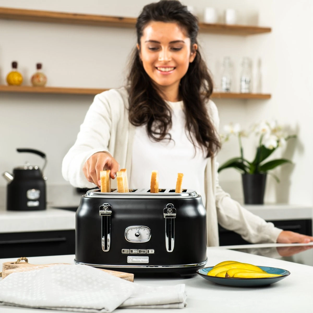 Westinghouse Retro Waterkoker + Broodrooster 4 Sleuven + Blender - Zwart 8 Westinghouse Retro Waterkoker + Broodrooster 4 Sleuven + Blender - Zwart - Afbeelding 8