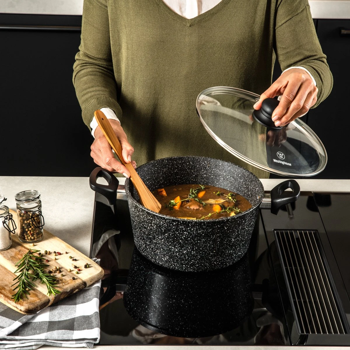 Westinghouse Pannenset Black Marble (Braadpan ø 24 Cm + Steelpan ø 18 Cm) - Inductie En Alle Andere Warmtebronnen 7 Westinghouse Pannenset Black Marble (Braadpan ø 24 Cm + Steelpan ø 18 Cm) - Inductie En Alle Andere Warmtebronnen - Afbeelding 7