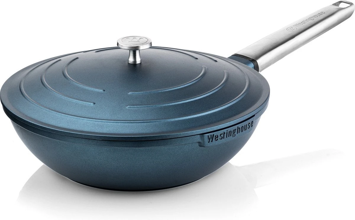 Westinghouse Performance Series - Wokpan Inductie - 28cm Luxe Wok Met Deksel - Blauw - Geschikt Voor Alle Warmtebronnen 1 Westinghouse Performance Series - Wokpan Inductie - 28cm Luxe Wok Met Deksel - Blauw - Geschikt Voor Alle Warmtebronnen