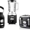 Westinghouse Retro Waterkoker + Broodrooster 4 Sleuven + Blender - Zwart