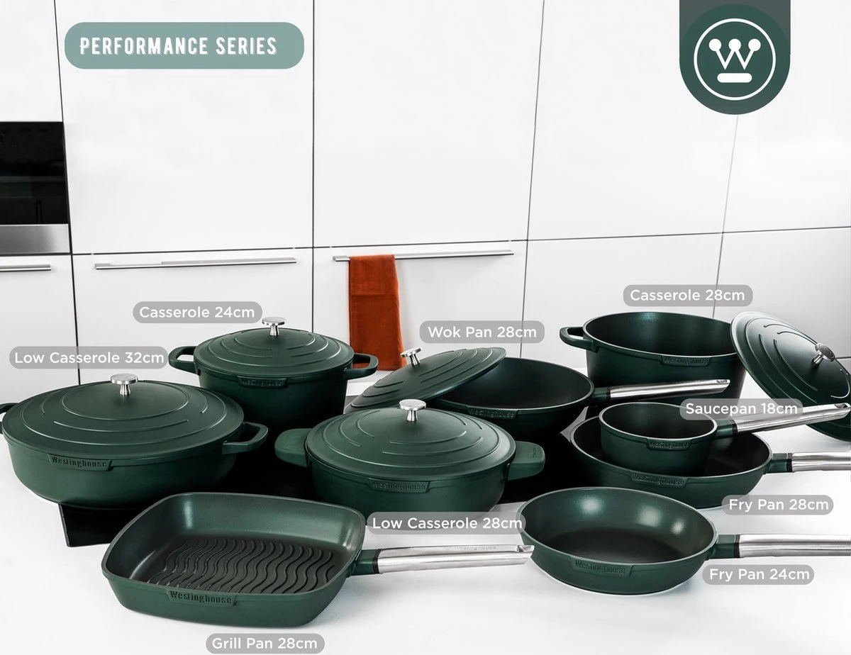 Westinghouse Pannenset - Performance Series Koekenpan 24cm + Koekenpan 28cm - Groen - Koekenpannenset 2-delig - Geschikt Voor Alle Warmtebronnen Inclusief Inductie 6 Westinghouse Pannenset - Performance Series Koekenpan 24cm + Koekenpan 28cm - Groen - Koekenpannenset 2-delig - Geschikt Voor Alle Warmtebronnen Inclusief Inductie - Afbeelding 6