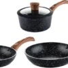 Westinghouse Pannenset Marble Wood (Koekenpan ø 28 En 30 Cm + Steelpan ø 18 Cm) - Inductie En Alle Andere Warmtebronnen
