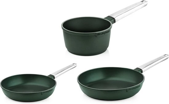 Westinghouse Pannenset Performance (Koekenpan ø 24 En 28 Cm + Steelpan ø 18 Cm) - Groen - Inductie En Alle Andere Warmtebronnen 1 Westinghouse Pannenset Performance (Koekenpan ø 24 En 28 Cm + Steelpan ø 18 Cm) - Groen - Inductie En Alle Andere Warmtebronnen