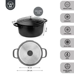 Westinghouse Braadpan Performance - Blissful Black - ø 28 Cm / 6.7 Liter -Westinghouse WCCC0095024BK 3 1