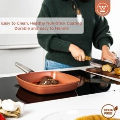 Westinghouse Grillpan Performance - Rebel Red - 28 X 28 Cm - Standaard Anti-aanbaklaag -Westinghouse WCFP0095G28OR 4