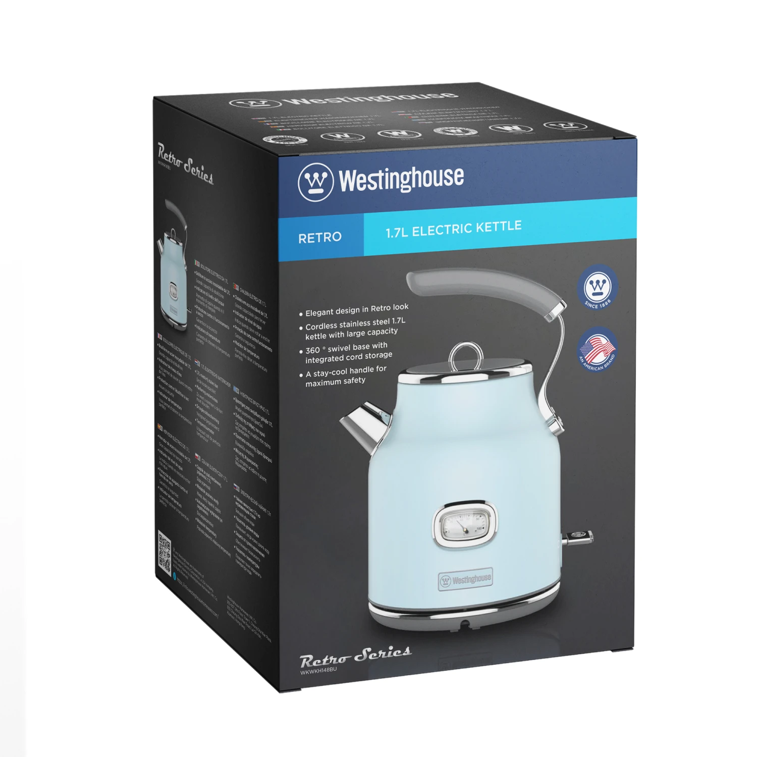 Westinghouse Waterkoker Retro Collections - 2200 W - Blauw - 1.7 Liter - WKWKH148BU 4 Westinghouse Waterkoker Retro Collections - 2200 W - Blauw - 1.7 Liter - WKWKH148BU - Afbeelding 4