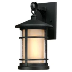 Westinghouse Albright One-Light Outdoor Medium Wall Lantern, Textured Black Finish With Amber Frosted And Clear Seeded Glass -Westinghouse Westinghouse Albright One Light Outdoor Medium Wall Lantern2C Textured Black Finish with Amber Frosted and Clear Seeded Glass 2 scaled