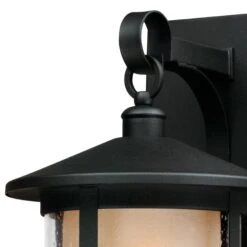 Westinghouse Albright One-Light Outdoor Medium Wall Lantern, Textured Black Finish With Amber Frosted And Clear Seeded Glass -Westinghouse Westinghouse Albright One Light Outdoor Medium Wall Lantern2C Textured Black Finish with Amber Frosted and Clear Seeded Glass 3 scaled