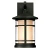 Westinghouse Albright One-Light Outdoor Medium Wall Lantern, Textured Black Finish With Amber Frosted And Clear Seeded Glass