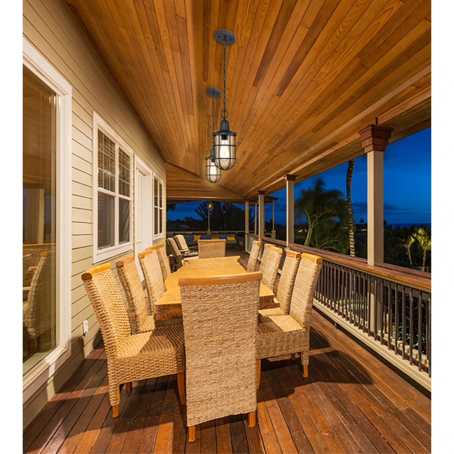 Westinghouse Crestview One-Light Outdoor Pendant, Textured Black Finish With Clear Seeded Glass - 1-Light 2 Westinghouse Crestview One-Light Outdoor Pendant, Textured Black Finish With Clear Seeded Glass - 1-Light - Afbeelding 2