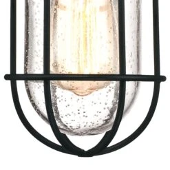 Westinghouse Crestview One-Light Outdoor Pendant, Textured Black Finish With Clear Seeded Glass - 1-Light