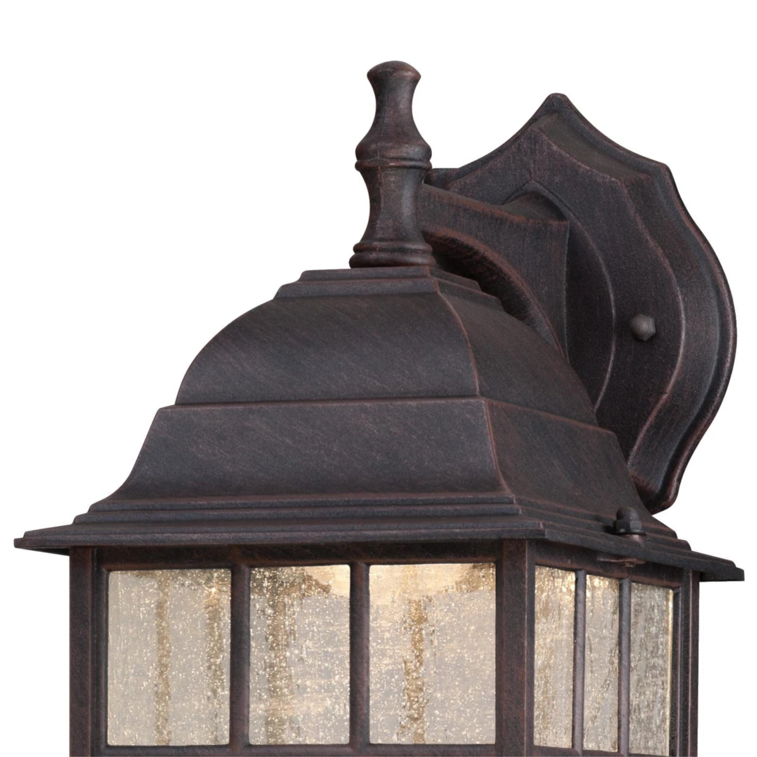 Westinghouse Dimmable One-Light LED Outdoor Wall Lantern, Weathered Patina Finish With Seeded Glass Panels 4 Westinghouse Dimmable One-Light LED Outdoor Wall Lantern, Weathered Patina Finish With Seeded Glass Panels - Afbeelding 4