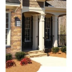 Westinghouse Dimmable One-Light LED Outdoor Wall Lantern, Weathered Patina Finish With Seeded Glass Panels