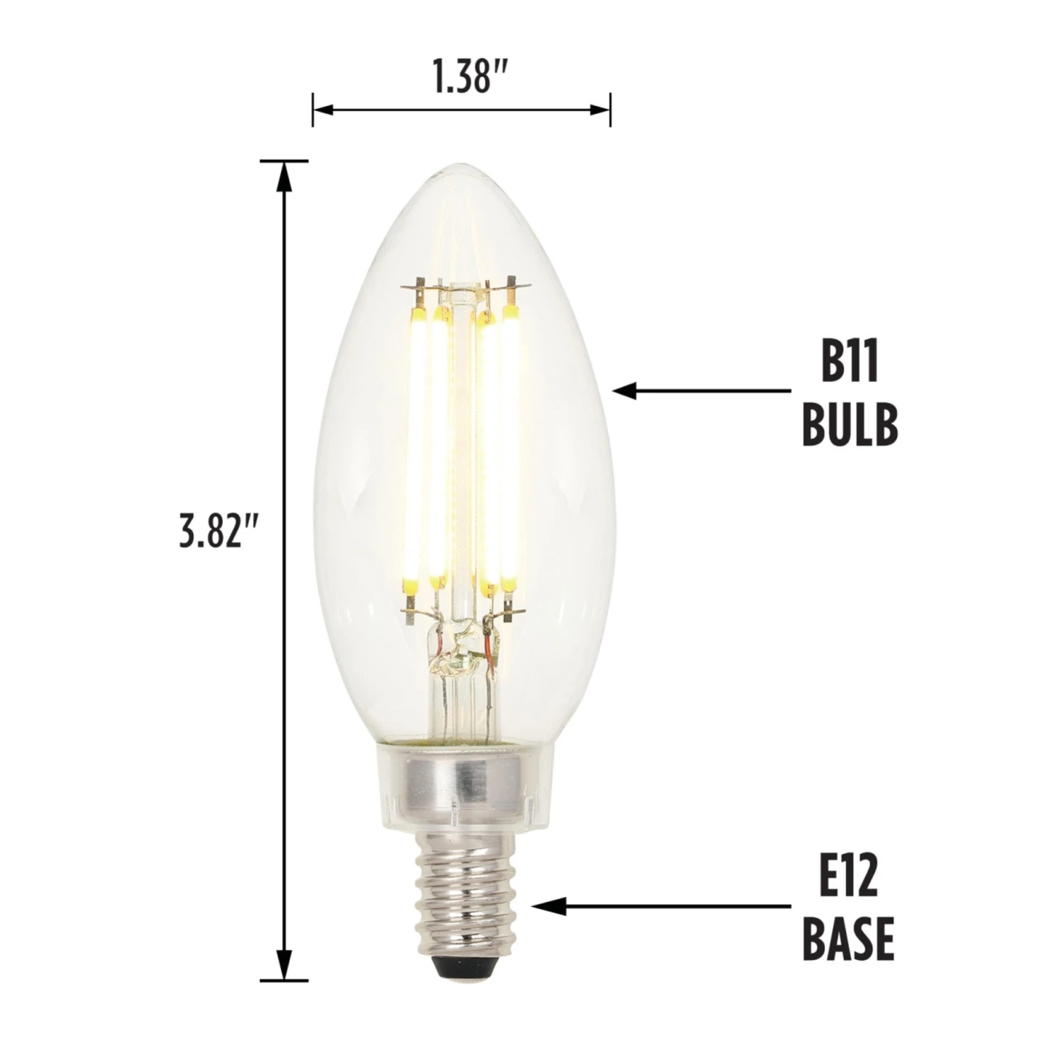 Westinghouse Lighting 4.5 Watt (60 Watt Equivalent) Clear B11 Dimmable Filament LED Light Bulb, Candelabra Base, 6 Pack - 6-Pack 1 Westinghouse Lighting 4.5 Watt (60 Watt Equivalent) Clear B11 Dimmable Filament LED Light Bulb, Candelabra Base, 6 Pack - 6-Pack