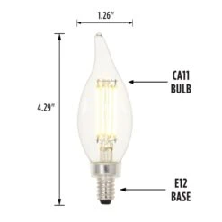 Westinghouse Lighting 4.5 Watt (60 Watt Equivalent) Clear CA11 Dimmable Filament LED Light Bulb, Candelabra Base, 6 Pack