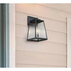 Westinghouse Lighting Ashdale One-Light Outdoor Wall Fixture, Textured Black Finish With Clear Seeded Glass