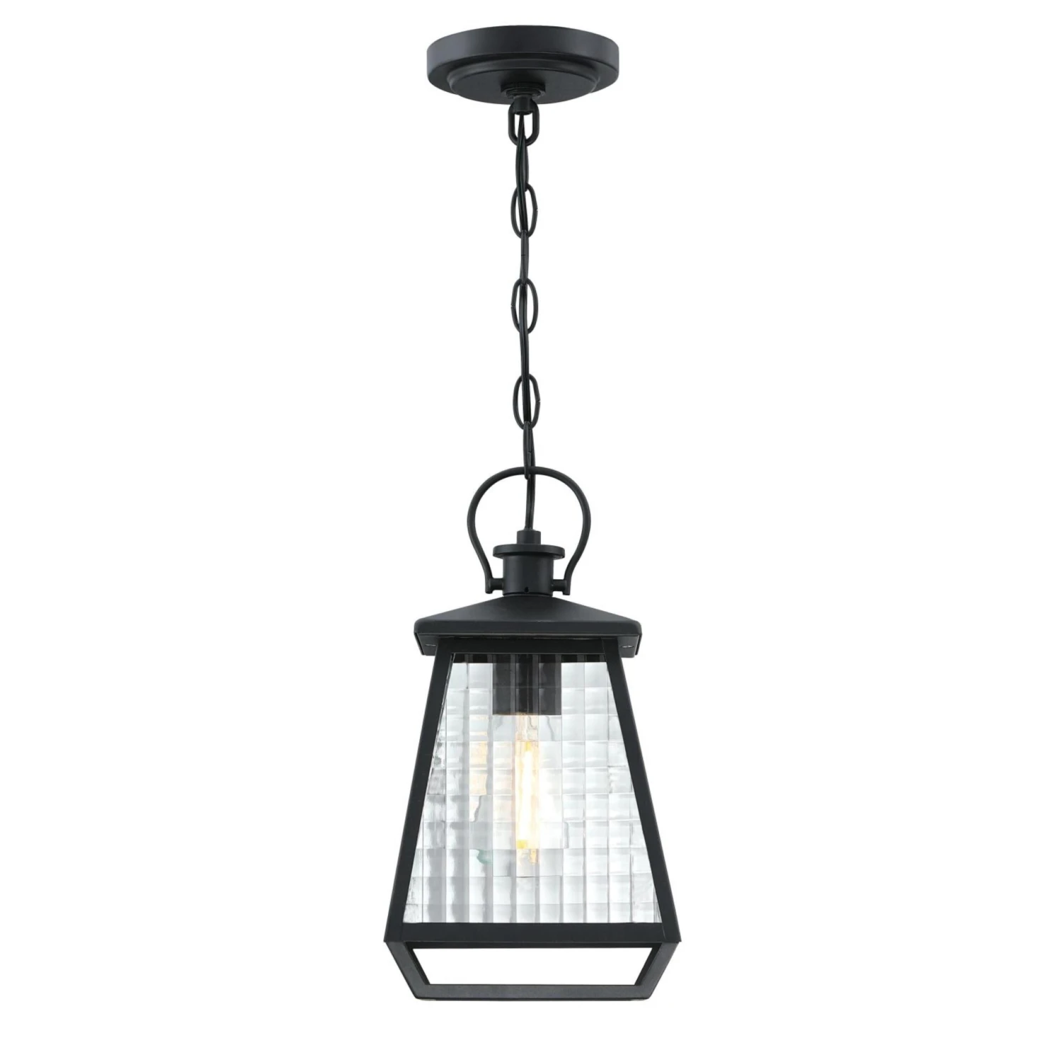 Westinghouse Lighting Aurelie One-Light Outdoor Pendant, Textured Black Finish With Clear Waffle Glass - 1-Light 5 Westinghouse Lighting Aurelie One-Light Outdoor Pendant, Textured Black Finish With Clear Waffle Glass - 1-Light - Afbeelding 5