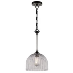 Westinghouse Lighting Camrose One Light Indoor Pendant, Gun Metal Finish, Smoke Grey Ribbed Glass - 1-Light -Westinghouse Westinghouse Lighting Camrose One Light Indoor Pendant2C Gun Metal Finish2C Smoke Grey Ribbed Glass 2 scaled
