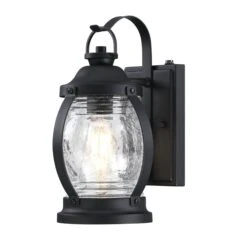 Westinghouse Lighting Canyon One Light Outdoor Wall Fixture With Dusk To Dawn Sensor, Textured Black Finish, Clear Crackle Glass -Westinghouse Westinghouse Lighting Canyon One Light Outdoor Wall Fixture with Dusk to Dawn Sensor2C Textured Black Finish2C Clear Crackle Glass 2