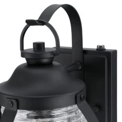 Westinghouse Lighting Canyon One Light Outdoor Wall Fixture With Dusk To Dawn Sensor, Textured Black Finish, Clear Crackle Glass -Westinghouse Westinghouse Lighting Canyon One Light Outdoor Wall Fixture with Dusk to Dawn Sensor2C Textured Black Finish2C Clear Crackle Glass 3
