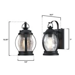 Westinghouse Lighting Canyon One Light Outdoor Wall Fixture With Dusk To Dawn Sensor, Textured Black Finish, Clear Crackle Glass -Westinghouse Westinghouse Lighting Canyon One Light Outdoor Wall Fixture with Dusk to Dawn Sensor2C Textured Black Finish2C Clear Crackle Glass 5