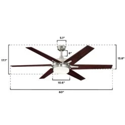 Westinghouse Lighting Cayuga LED Smart WiFi Indoor 60-Inch 6 Blade Ceiling Fan, Compatible With Amazon Alexa & Google Home