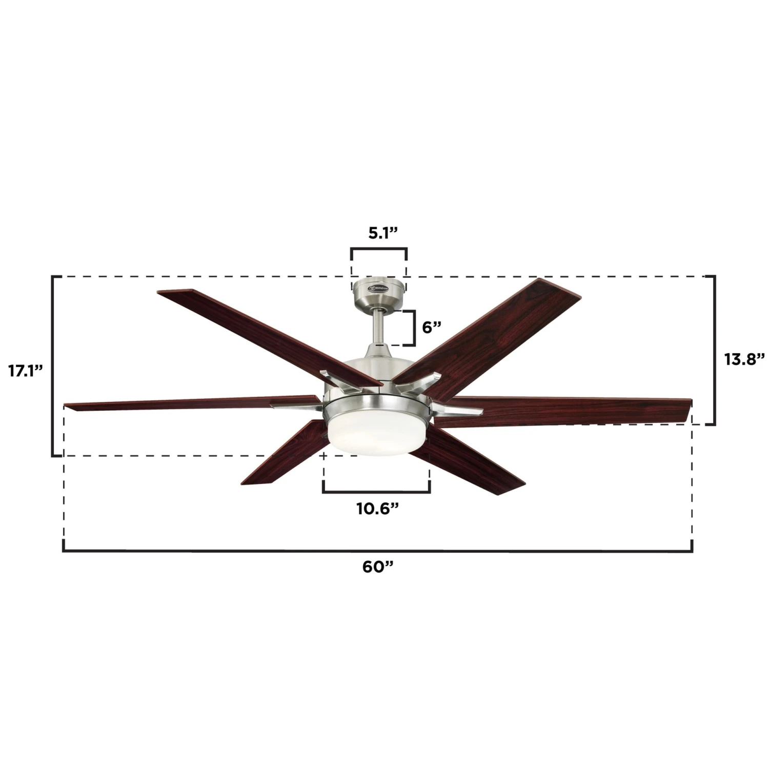 Westinghouse Lighting Cayuga LED Smart WiFi Indoor 60-Inch 6 Blade Ceiling Fan, Compatible With Amazon Alexa & Google Home 1 Westinghouse Lighting Cayuga LED Smart WiFi Indoor 60-Inch 6 Blade Ceiling Fan, Compatible With Amazon Alexa & Google Home