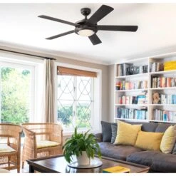 Westinghouse Lighting Comet 52-Inch Indoor 5-Blade Espresso Ceiling Fan, Dimmable LED Light Fixture With Frosted Glass