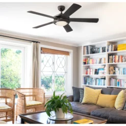 Westinghouse Lighting Comet 52-Inch Indoor 5-Blade Espresso Ceiling Fan, Dimmable LED Light Fixture With Frosted Glass