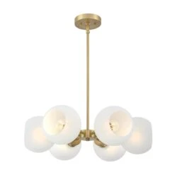 Westinghouse Lighting Dorney Six Light Indoor Chandelier, Champagne Brass Finish - 6-Light -Westinghouse Westinghouse Lighting Dorney Six Light Indoor Chandelier2C Champagne Brass Finish2C Frosted Glass 2 scaled
