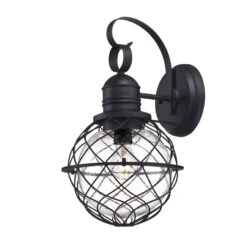 Westinghouse Lighting Fells Point One-Light Outdoor Wall Fixture, Textured Black Finish With Clear Seeded Glass