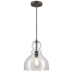 Westinghouse Lighting Fiona One Light Indoor Pendant, Black-Bronze Finish With Highlights, Clear Seeded Glass - 1-Light -Westinghouse Westinghouse Lighting Fiona One Light Indoor Pendant2C Black Bronze Finish with Highlights2C Clear Seeded Glass 2 scaled