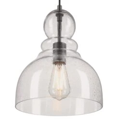 Westinghouse Lighting Fiona One Light Indoor Pendant, Black-Bronze Finish With Highlights, Clear Seeded Glass - 1-Light -Westinghouse Westinghouse Lighting Fiona One Light Indoor Pendant2C Black Bronze Finish with Highlights2C Clear Seeded Glass 3 scaled