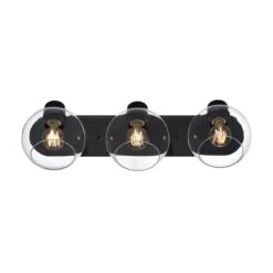 Westinghouse Lighting Hyson Three Light Wall Fixture, Matte Black Finish, Clear Glass -Westinghouse Westinghouse Lighting Hyson Three Light Wall Fixture2C Matte Black Finish2C Clear Glass 2 scaled