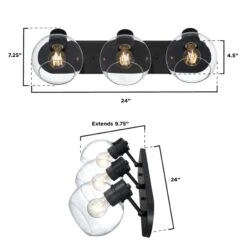 Westinghouse Lighting Hyson Three Light Wall Fixture, Matte Black Finish, Clear Glass -Westinghouse Westinghouse Lighting Hyson Three Light Wall Fixture2C Matte Black Finish2C Clear Glass 4 scaled