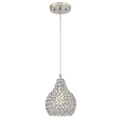 Westinghouse Lighting Kelcie One-Light Indoor Mini Pendant, Brushed Nickel Finish With Crystal Jewel Shade - 1-Light -Westinghouse Westinghouse Lighting Kelcie One Light Indoor Mini Pendant2C Brushed Nickel Finish with Crystal Jewel Shade 2 scaled