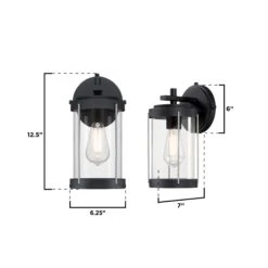 Westinghouse Lighting Kezia One Light Outdoor Wall Fixture, Textured Black And Industrial Steel Finish, Clear Glass - 1-Light -Westinghouse Westinghouse Lighting Kezia One Light Outdoor Wall Fixture2C Textured Black and Industrial Steel Finish2C Clear Glass 4