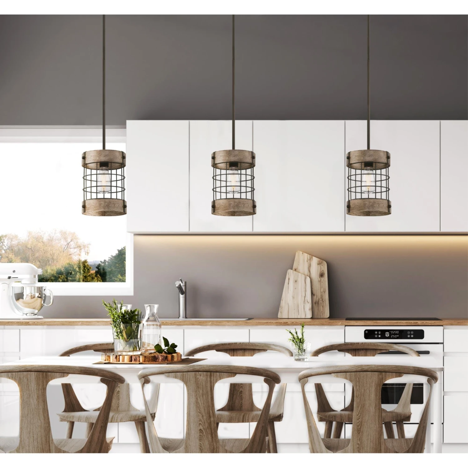 Westinghouse Lighting Langston One-Light Oil Rubbed Bronze And Vintage Pine Indoor Pendant 2 Westinghouse Lighting Langston One-Light Oil Rubbed Bronze And Vintage Pine Indoor Pendant - Afbeelding 2