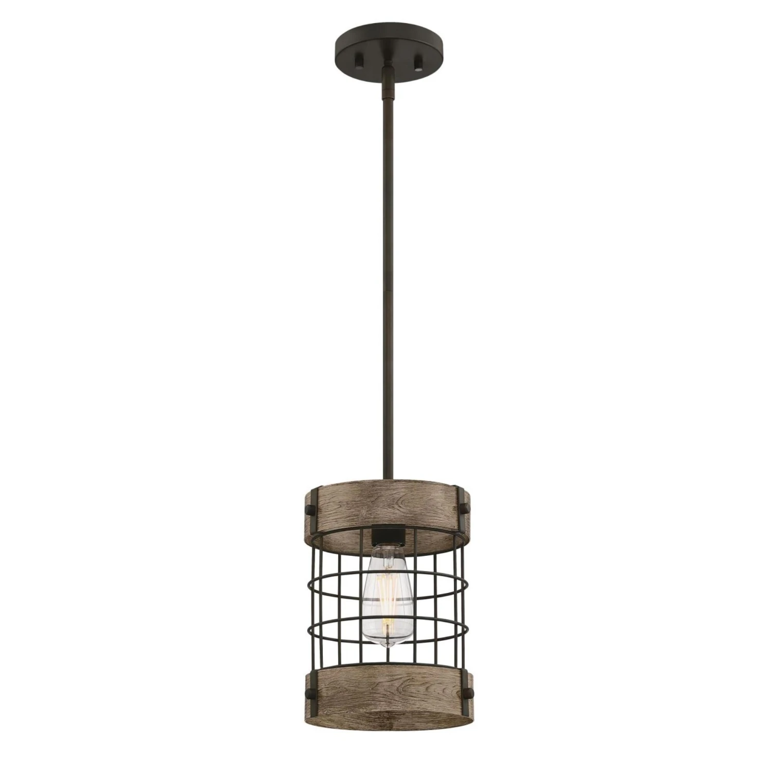 Westinghouse Lighting Langston One-Light Oil Rubbed Bronze And Vintage Pine Indoor Pendant 3 Westinghouse Lighting Langston One-Light Oil Rubbed Bronze And Vintage Pine Indoor Pendant - Afbeelding 3