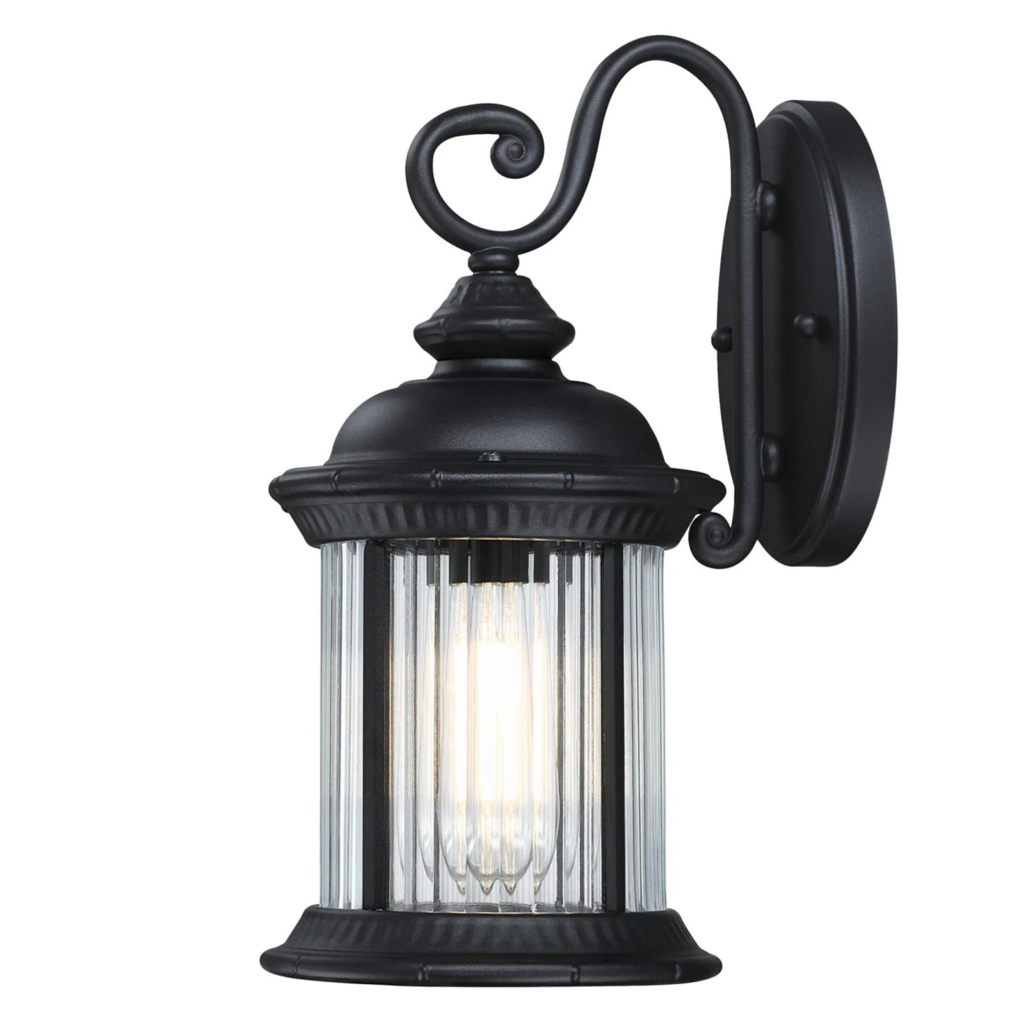 Westinghouse Lighting New Haven One Light Outdoor Wall Fixture, Textured Black Finish, Clear Ribbed Glass - 1-Light 4 Westinghouse Lighting New Haven One Light Outdoor Wall Fixture, Textured Black Finish, Clear Ribbed Glass - 1-Light - Afbeelding 4