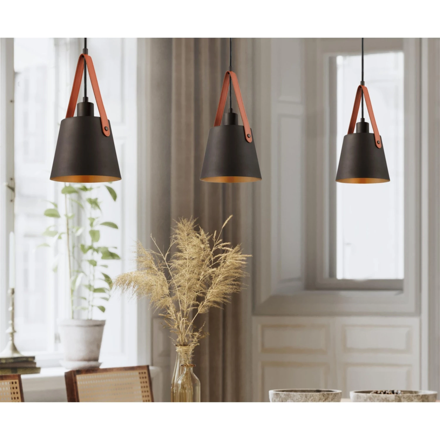 Westinghouse Lighting Pasco One Light Indoor Mini Pendant, Black-Bronze Finish With Leather Strap - 1-Light 2 Westinghouse Lighting Pasco One Light Indoor Mini Pendant, Black-Bronze Finish With Leather Strap - 1-Light - Afbeelding 2