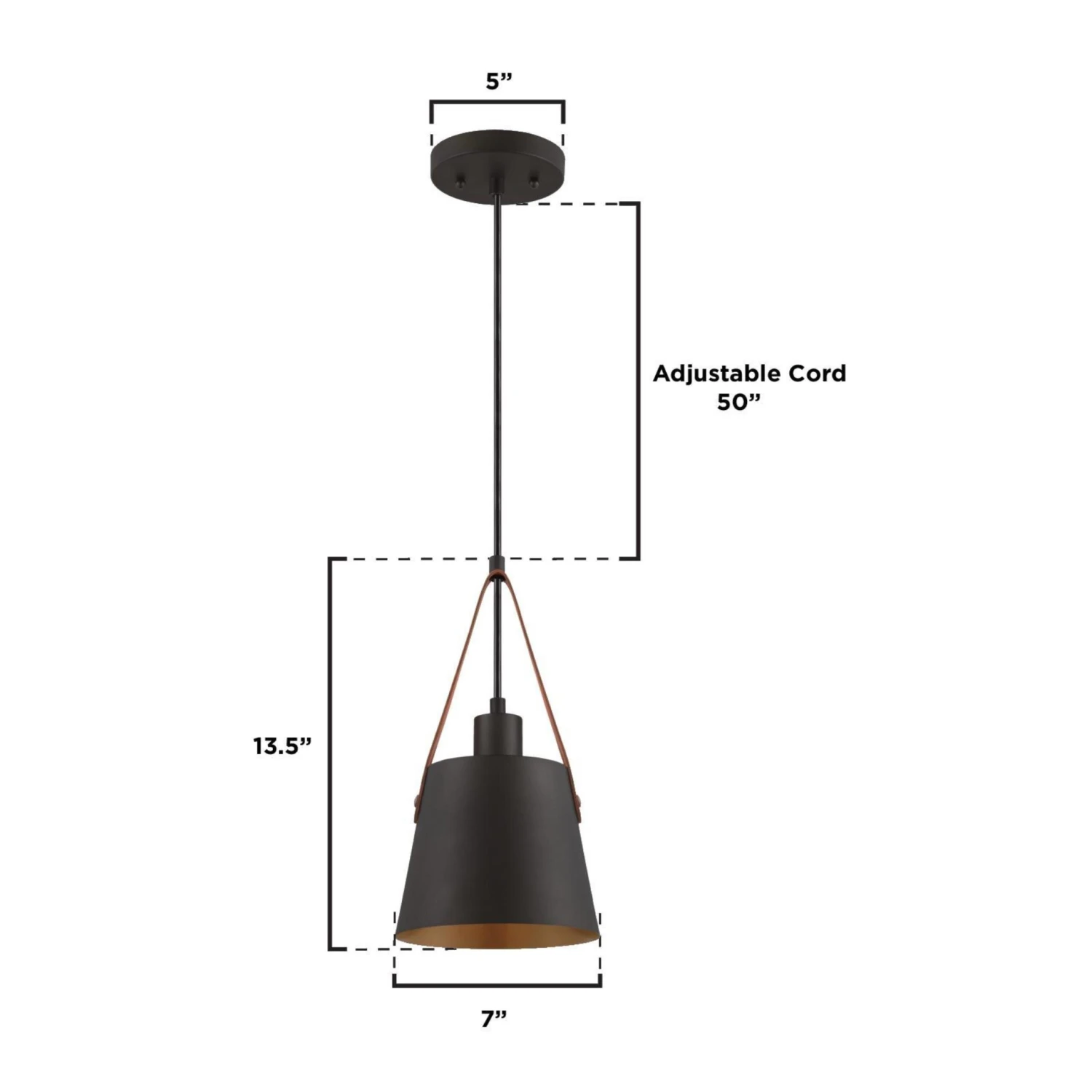 Westinghouse Lighting Pasco One Light Indoor Mini Pendant, Black-Bronze Finish With Leather Strap - 1-Light 7 Westinghouse Lighting Pasco One Light Indoor Mini Pendant, Black-Bronze Finish With Leather Strap - 1-Light - Afbeelding 7