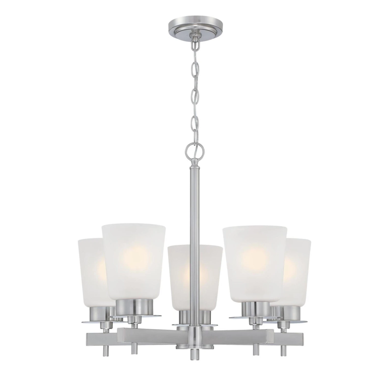 Westinghouse Lighting Reynaldo Five Light Indoor Chandelier, Brushed Nickel Finish - 5-Light 4 Westinghouse Lighting Reynaldo Five Light Indoor Chandelier, Brushed Nickel Finish - 5-Light - Afbeelding 4