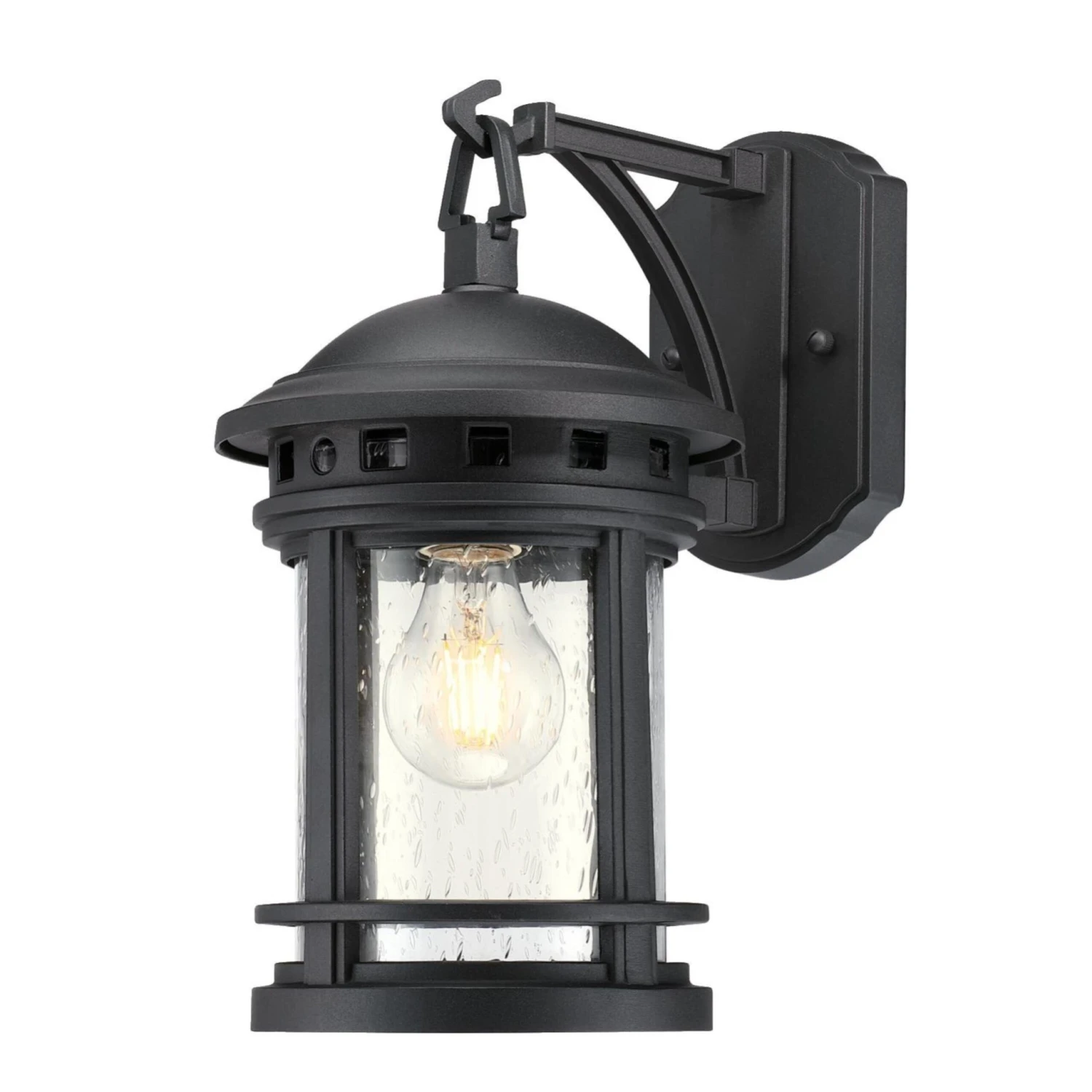 Westinghouse Lighting Sargut One-Light Outdoor Wall Fixture, Textured Black Finish With Clear Seeded Glass 3 Westinghouse Lighting Sargut One-Light Outdoor Wall Fixture, Textured Black Finish With Clear Seeded Glass - Afbeelding 3
