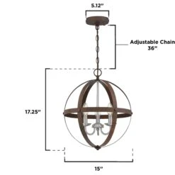 Westinghouse Lighting Stella Mira Three-Light Walnut Indoor Chandelier