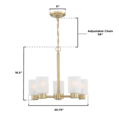 Westinghouse Lighting Sylvestre Five Light Indoor Chandelier, Champagne Brass Finish - 5-Light